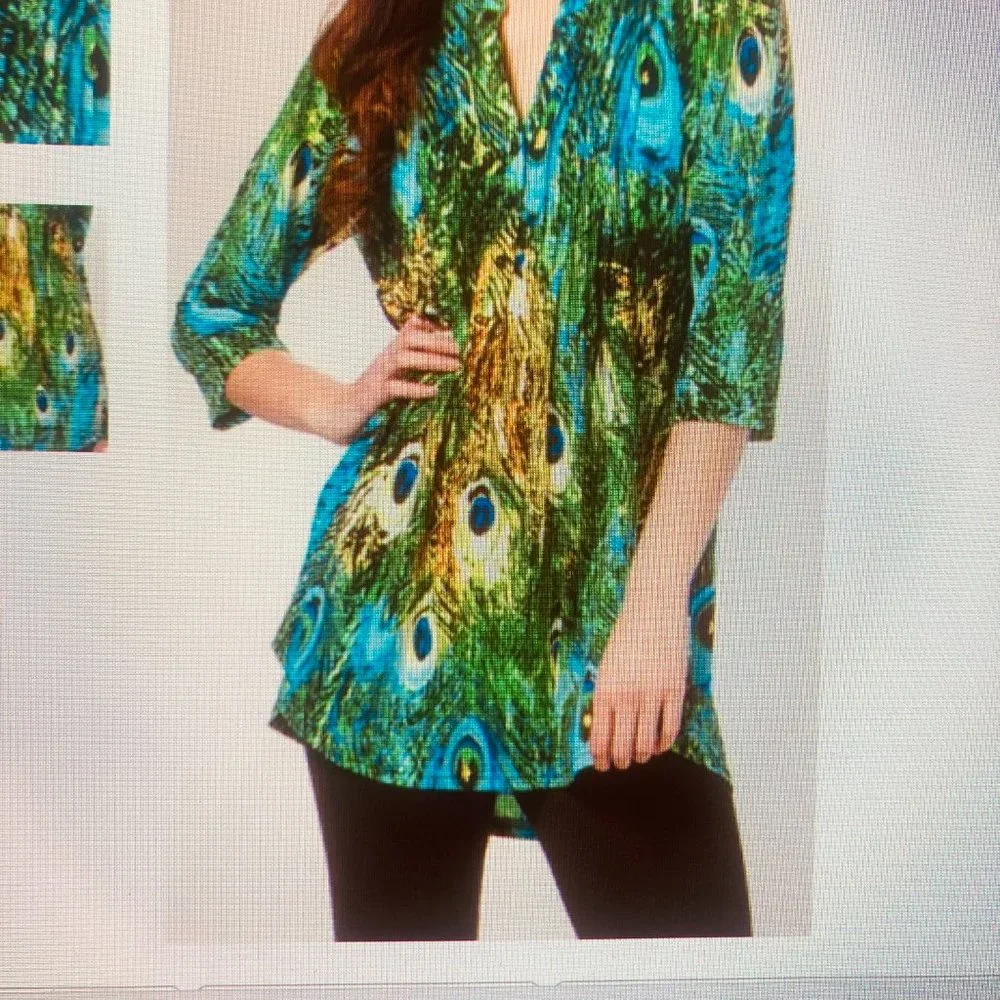 PEACOCK DESIGN LA CERA SILKY FEEL Poly Blend TUNIC - WORE ONCE - Picture 4 of 6